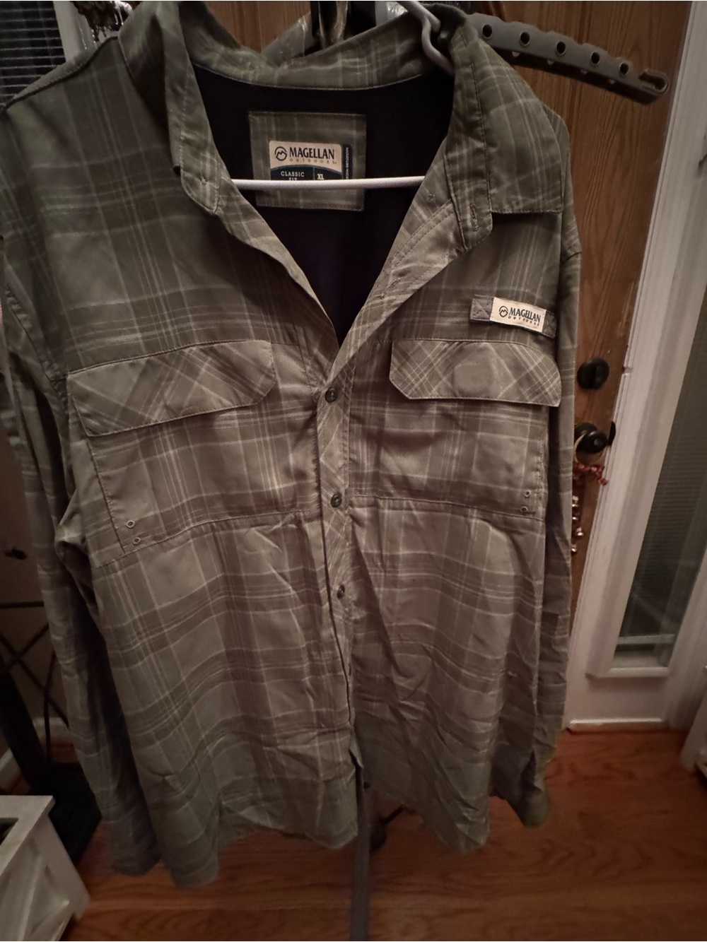 Magellan fishing gear Plaid Button-Up longsheve Olive Green